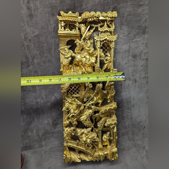 Exceptionally Carved Gilded - Chinese block Panel - Picture 4 of 4